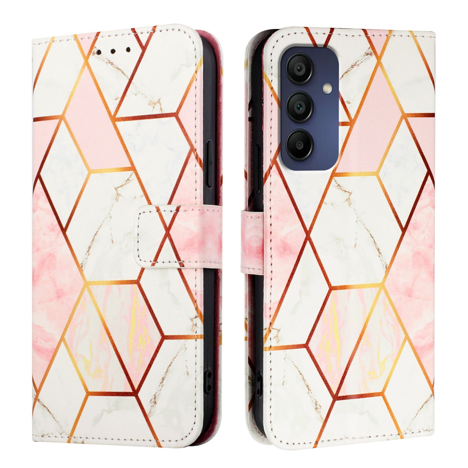 For Samsung Galaxy A16 5G / A16 4G Case YB Pattern Printing Leather Series-5 Marble Pattern Wallet Phone Cover - Pink / White LS002 For Samsung Galaxy A16 5G / A16 4G Case YB Pattern Printing Leather Series-5 Marble Pattern Wallet Phone Cover - Pink / White LS002